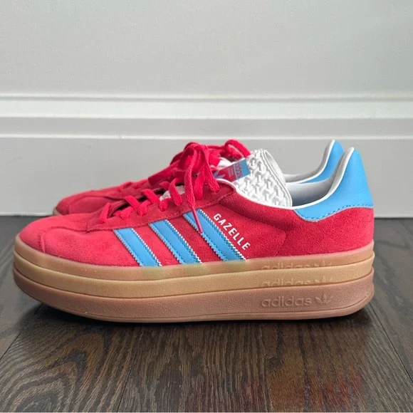 Adidas Originals Gazelle Bold Women's Sneaker in Active Pink/Gum/Blue Size 8 - Picture 6 of 14
